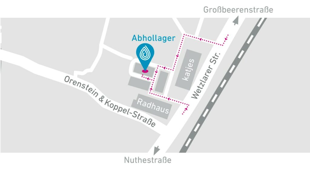 Lageplan des Abhollagers in der Wetzlarer Straße 110 e in Potsdam-Babelsberg